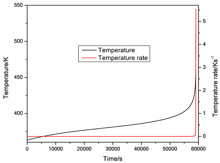 Plot of temperature in a lithium-ion cell