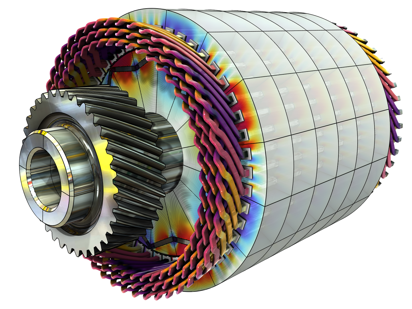 Eine simulierte Visualisierung eines Elektromotors.